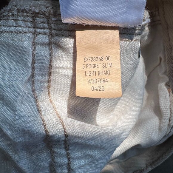 Old Navy Mens 5 Pocket Slim Light Khaki Built in Flex 34X30 Preppy Office Casual - Picture 10 of 12
